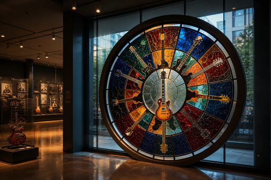 Custom Stained Glass Window Film for a Guitar Museum Exhibit
