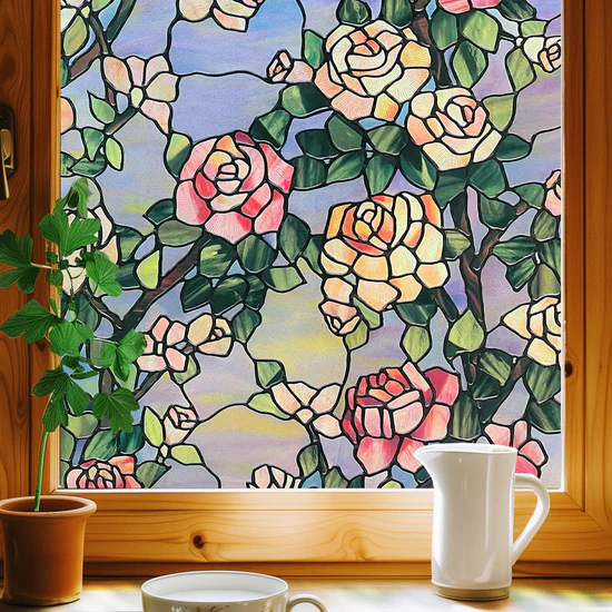 The Beast's Roses Stained Glass Window Film