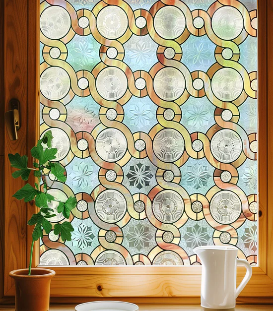 3D Stained Glass Decorative Window Film --Circles of Light