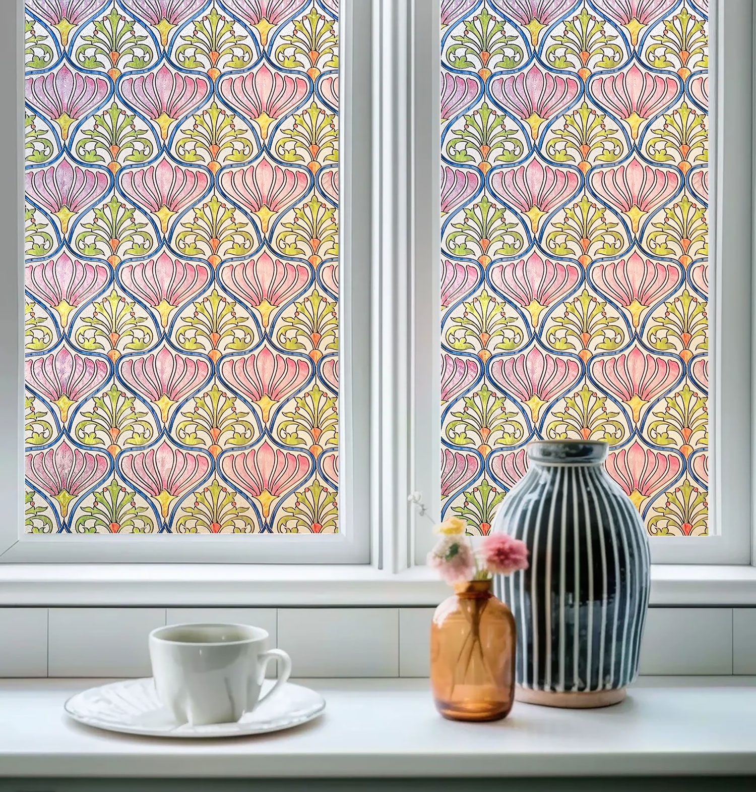 3D Decorative Stained Glass Window Film --Daisy Floral window film
