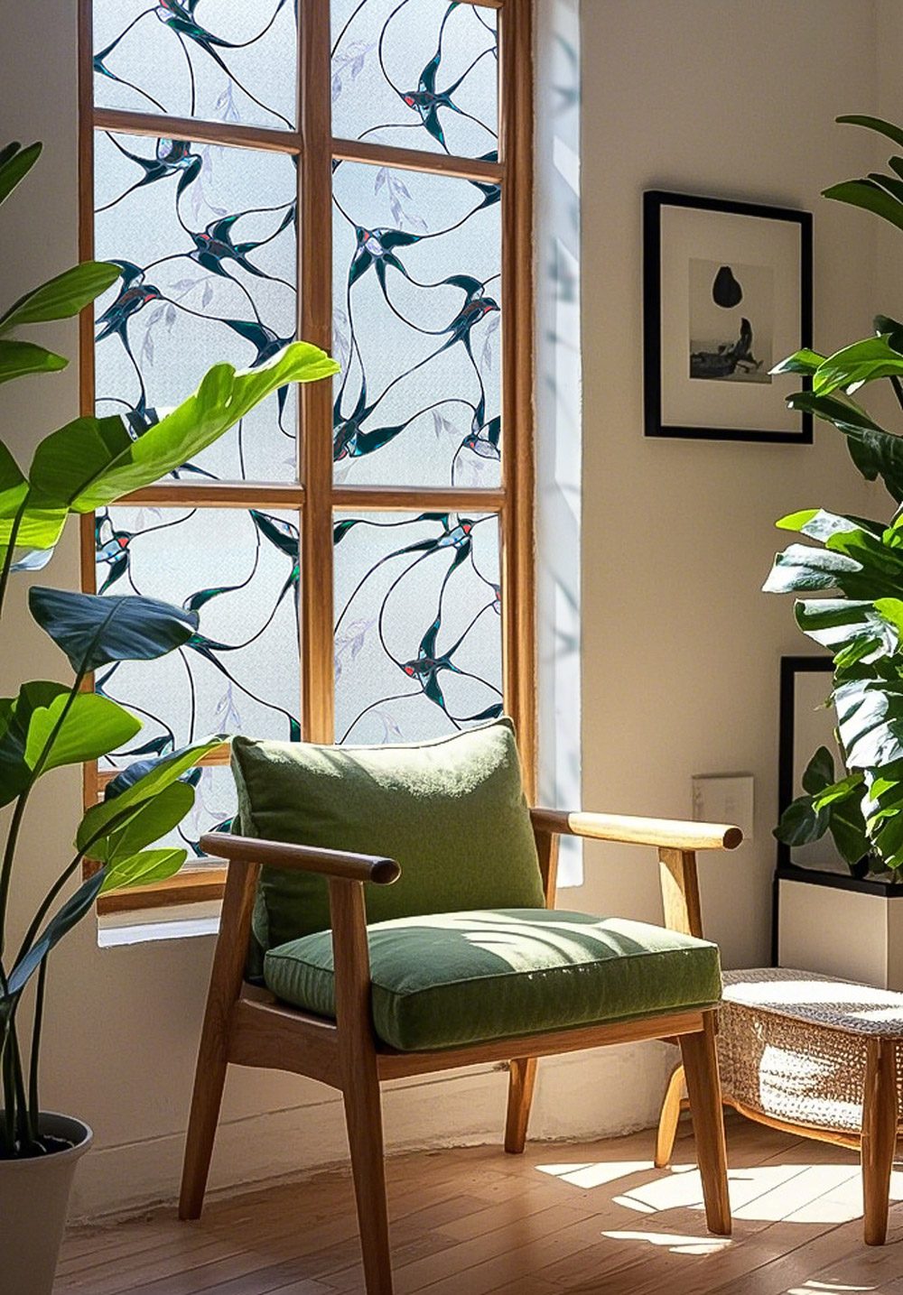 3D Stained Glass Decorative Window Film-Swallow