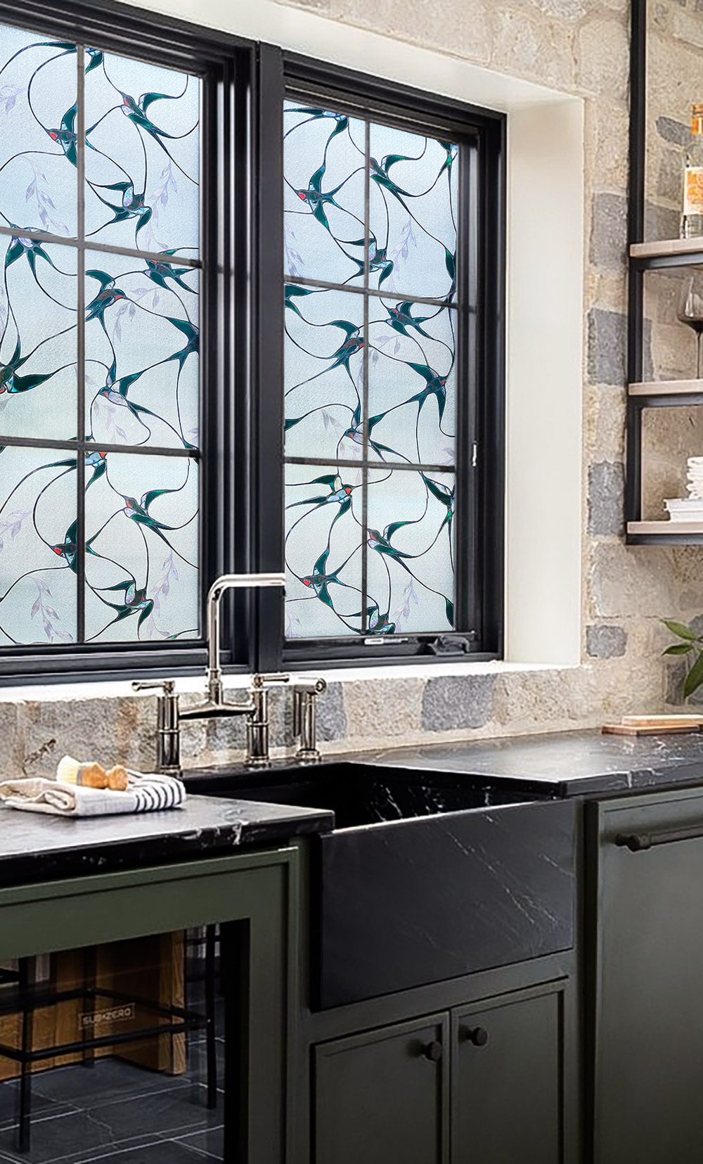 3D Stained Glass Decorative Window Film-Swallow