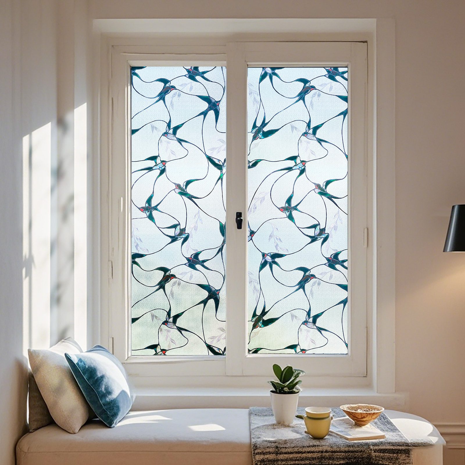 3D Stained Glass Decorative Window Film-Swallow