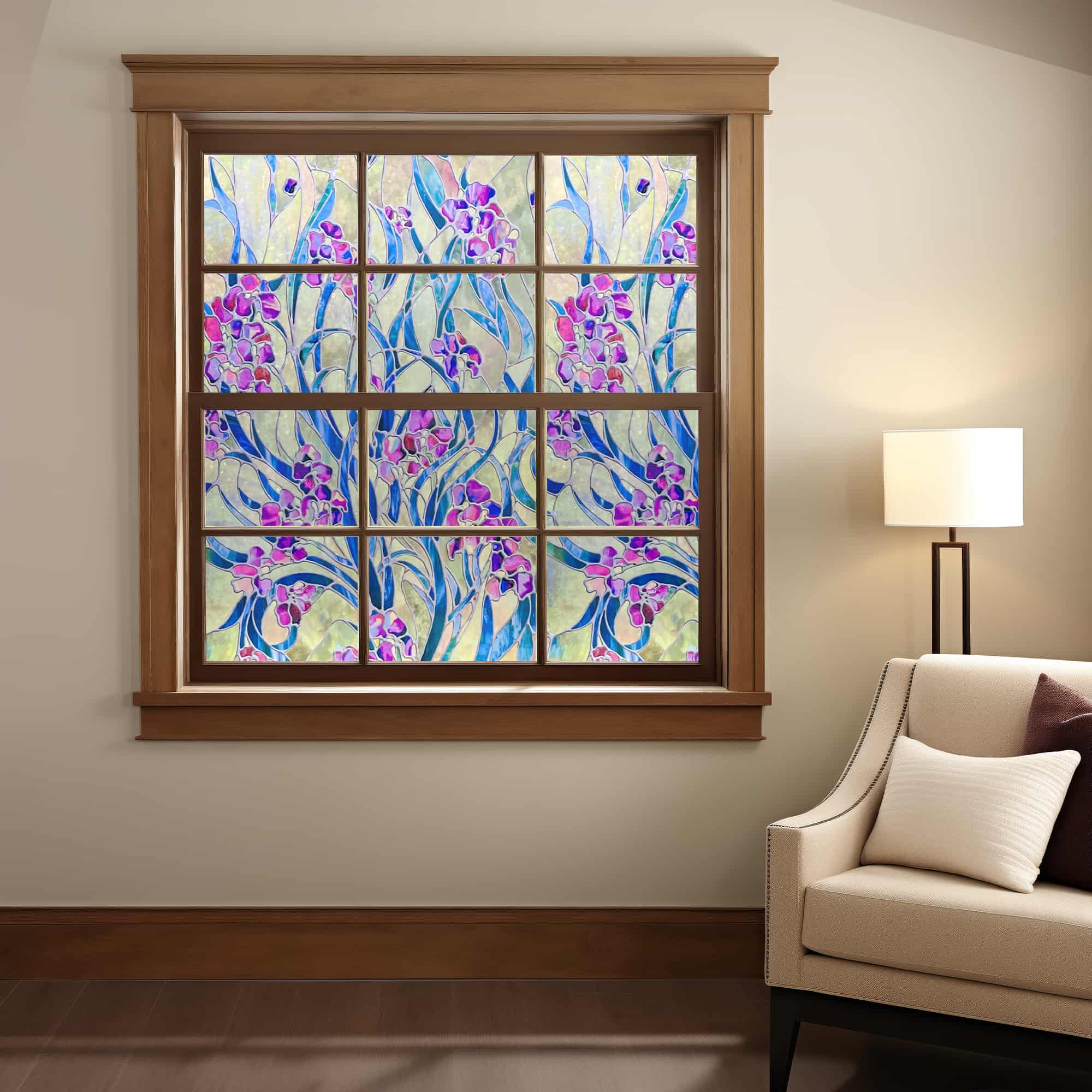 Irises 3D Decorative Stained Glass Window Film