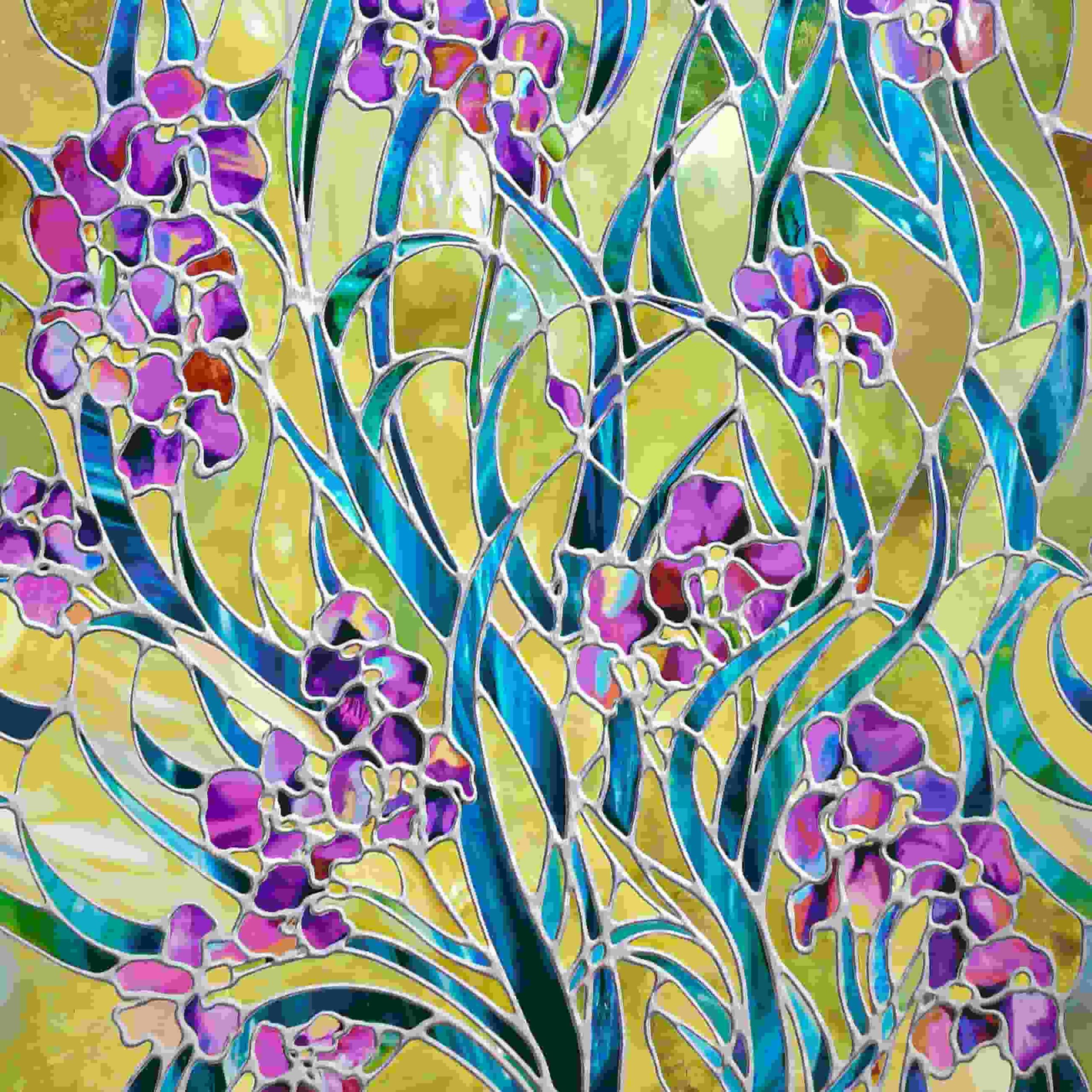 Irises 3D Decorative Stained Glass Window Film