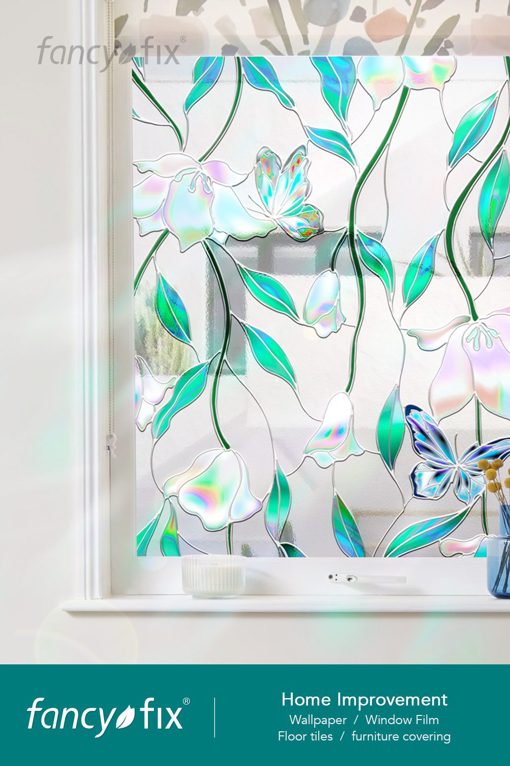 3D Privacy Stained Glass Decorative Window Film --Magnolia