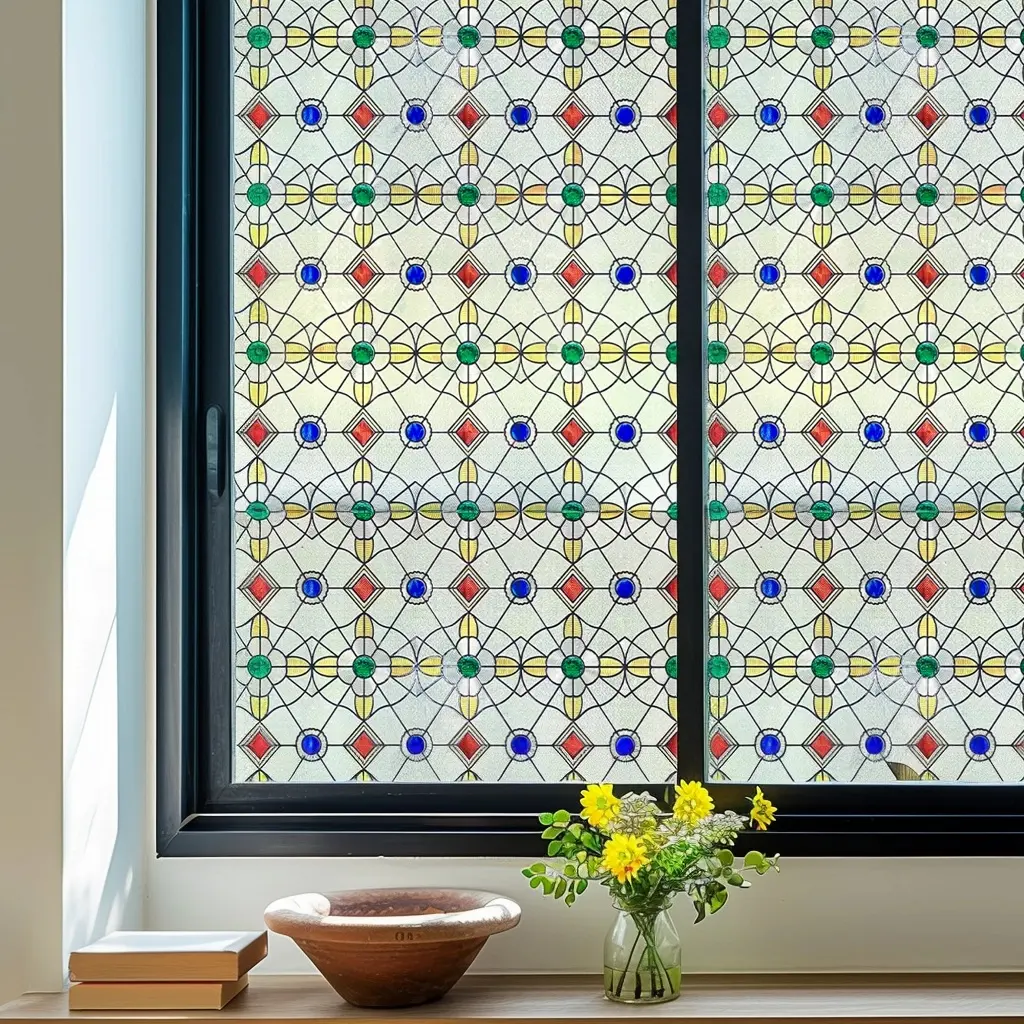 UV Protective Stained Glass Decorative Window Film -- Pearls