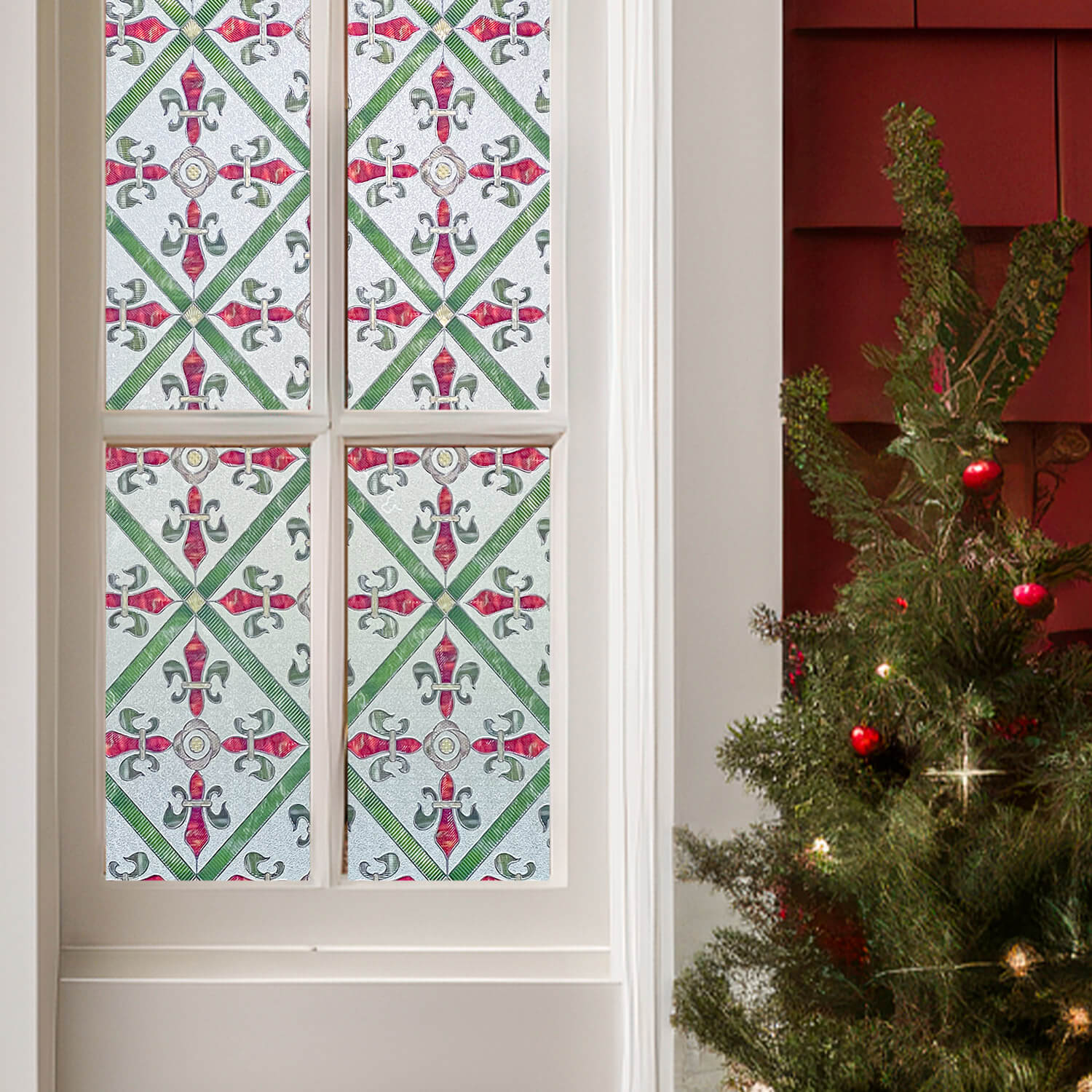 Wholesale 3D Stained Glass Window Film The Hand of God Red