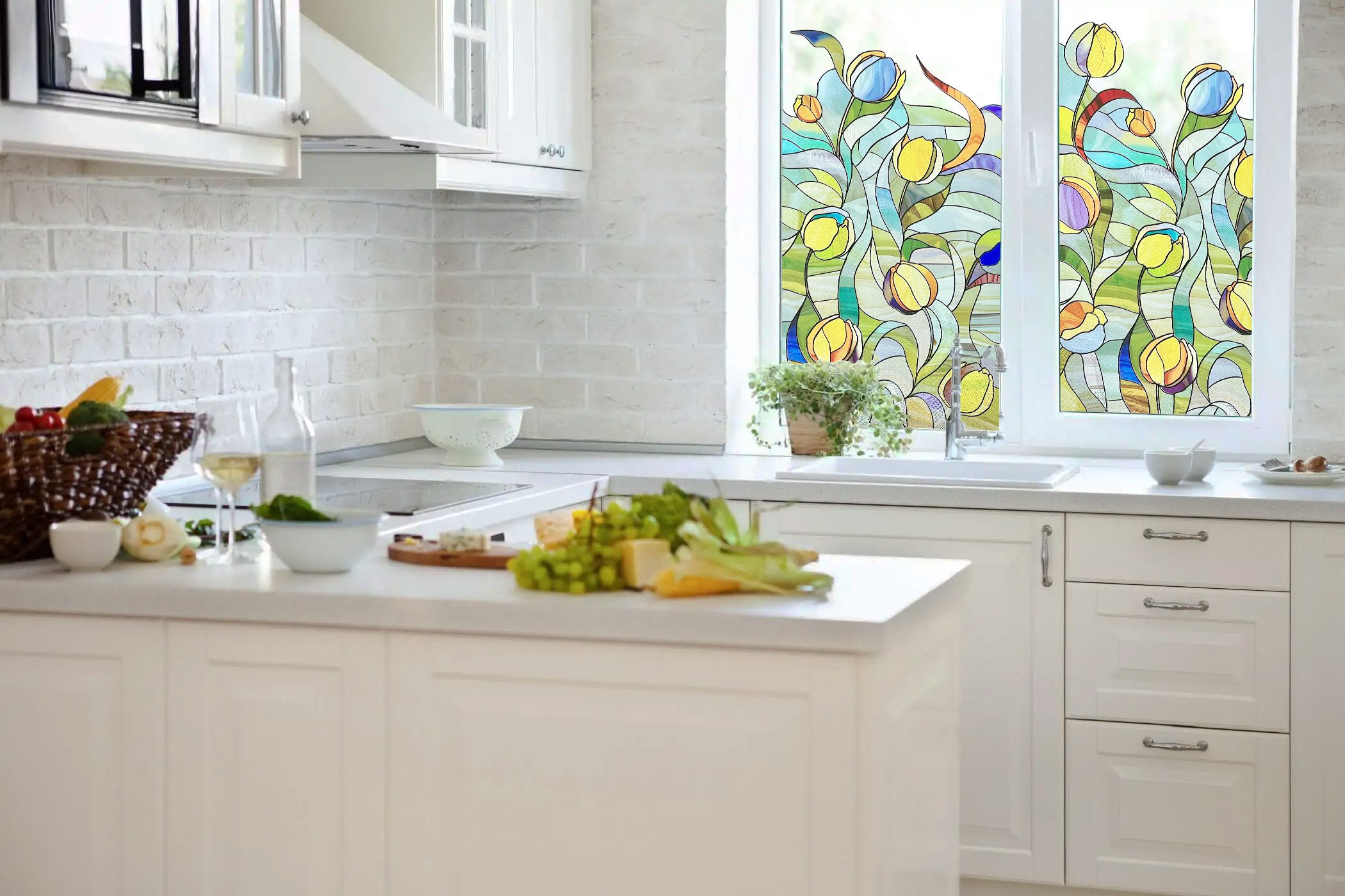 Profitable 3D Tulips Decorative Stained Glass Window Film for Wholesale