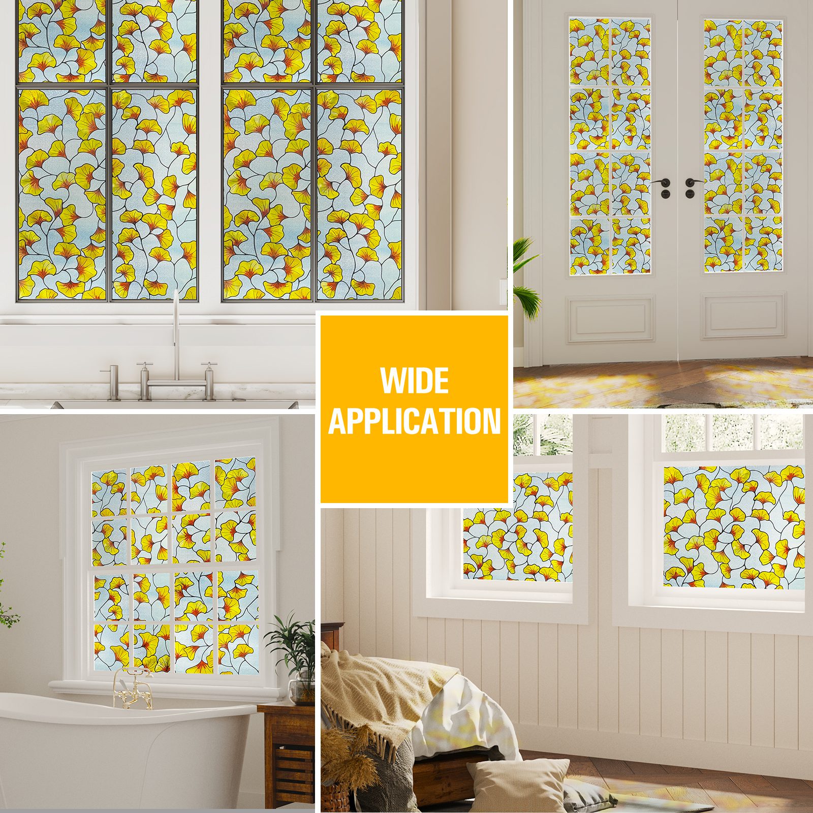 3D Decorative Stained Glass Window Film-Ginkgo