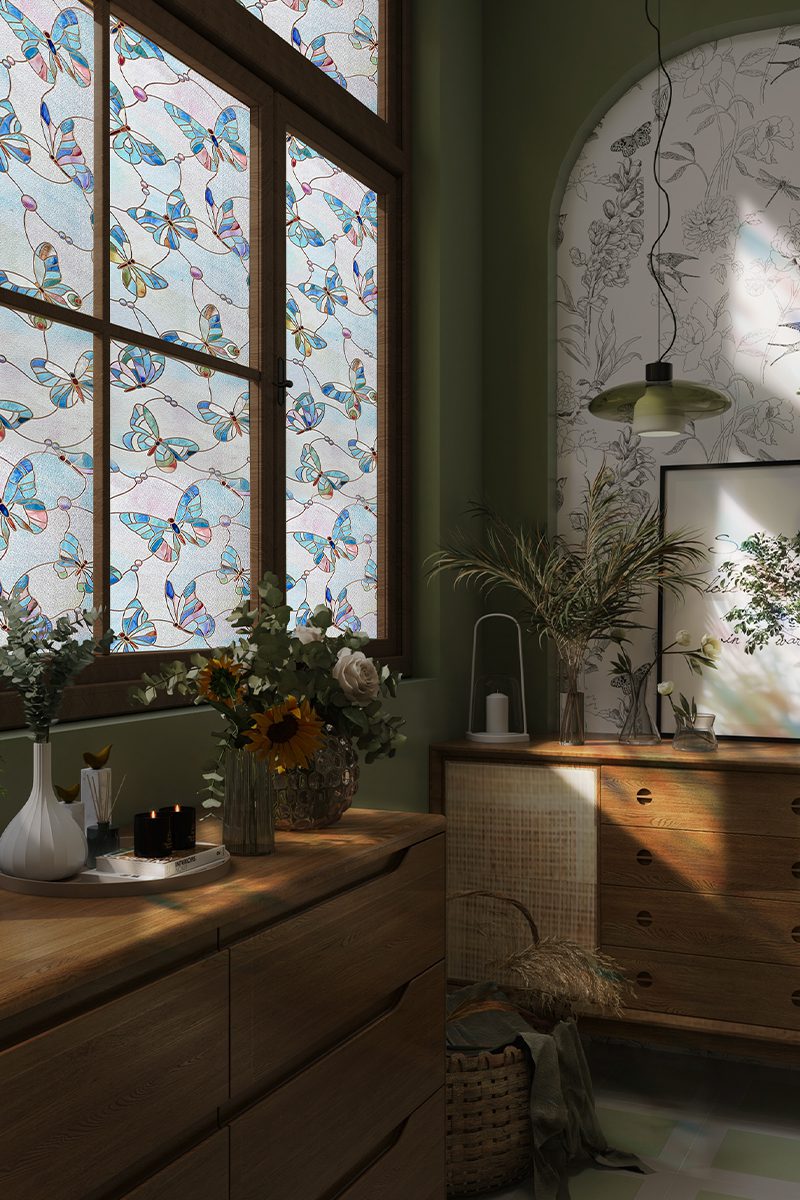 3D Decorative Stained Glass Window Film-Butterfly