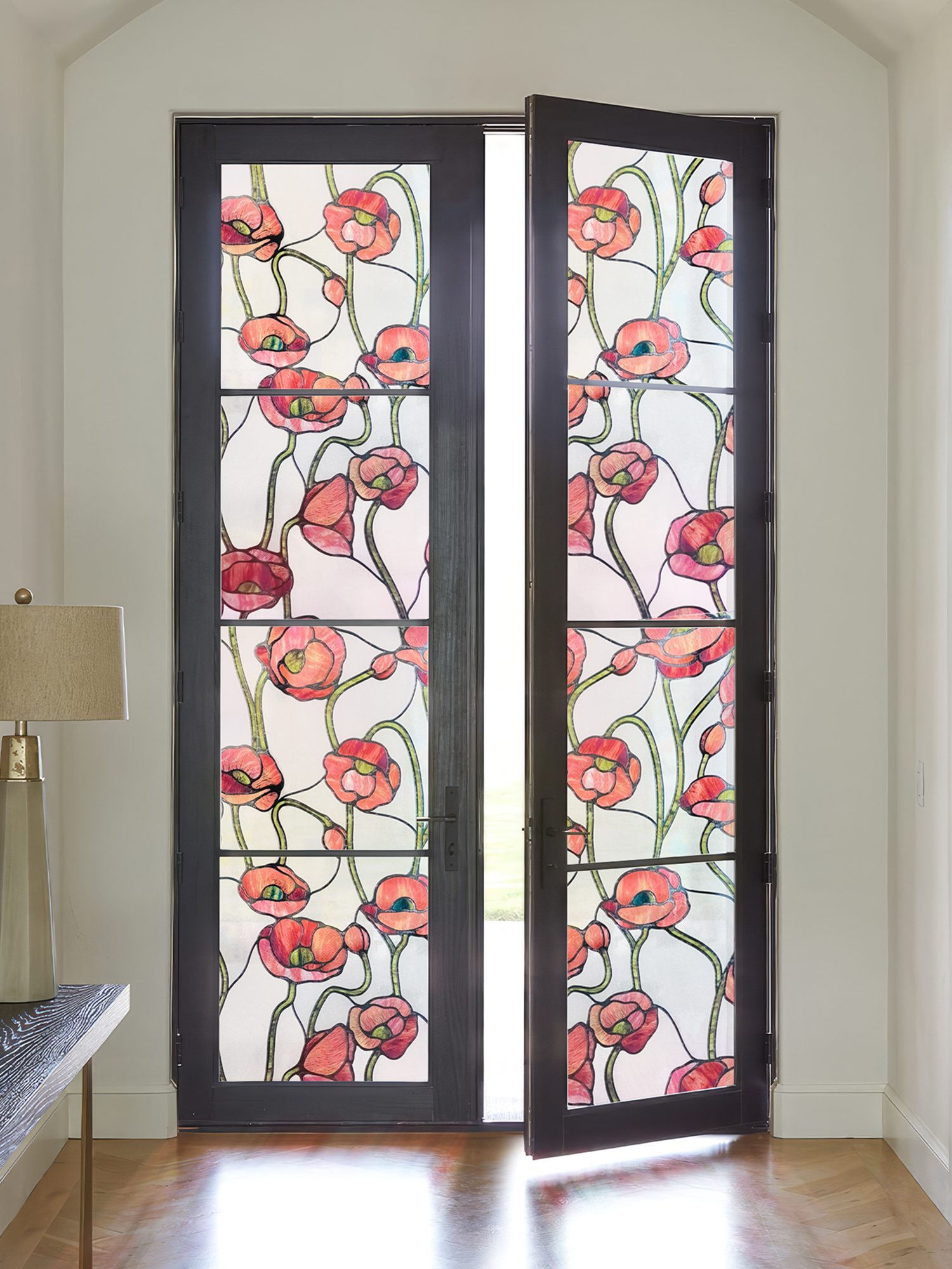 3D Decorative Stained Glass Window Film-Corn Poppy Flowers