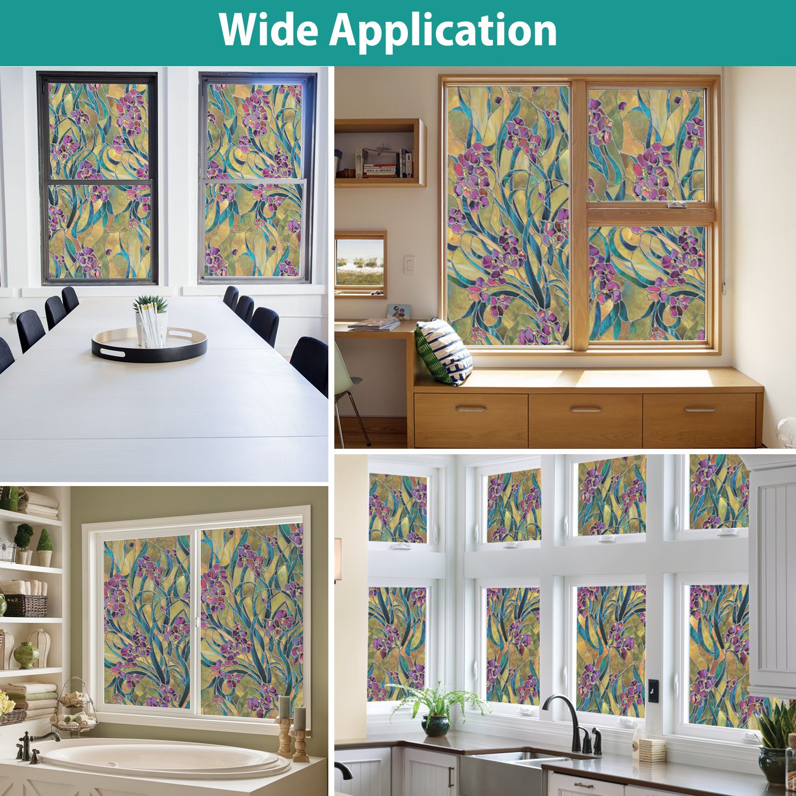 3D Decorative Stained Glass Window Film-Irises