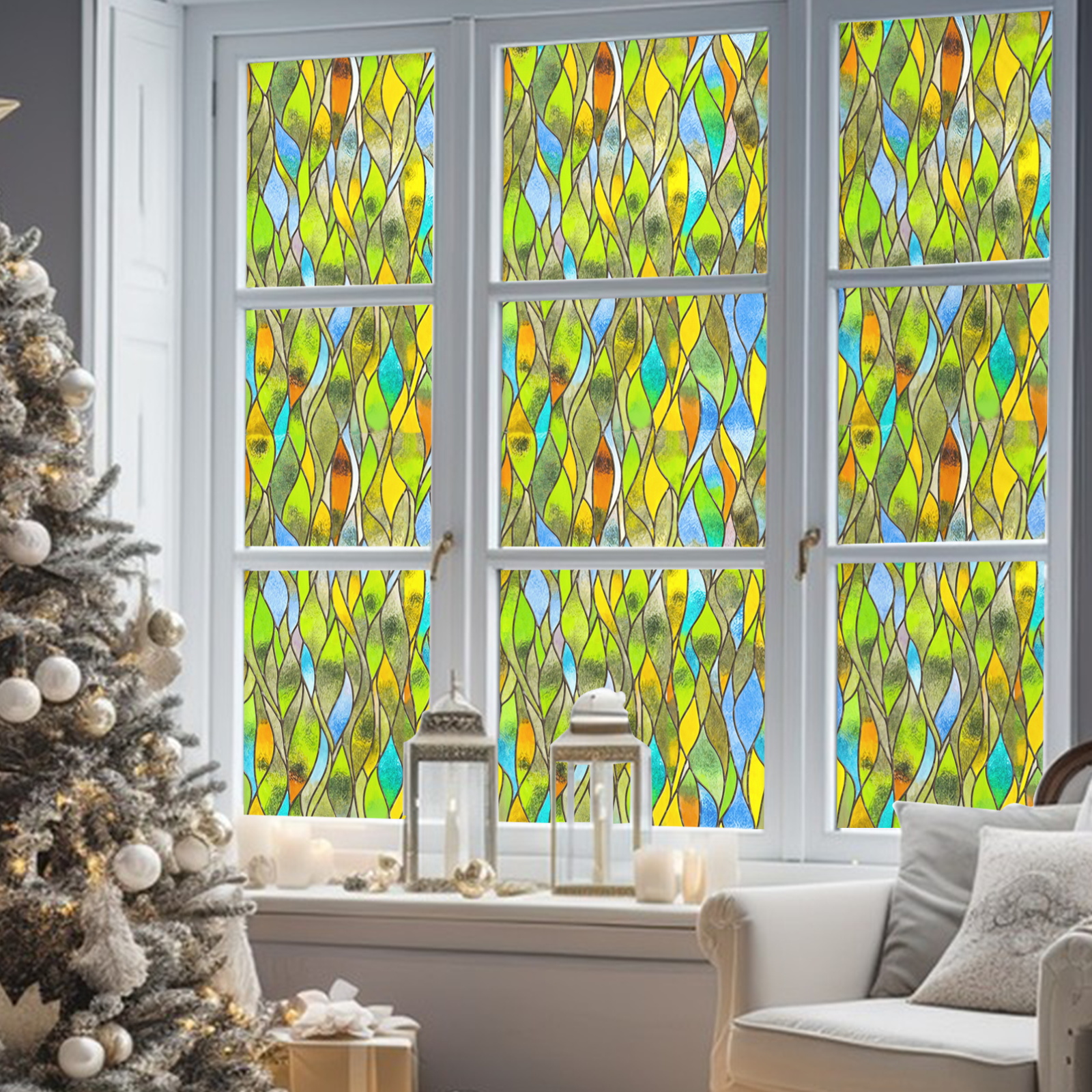 3D Stained Glass Decorative Window Film-Sunny Waves