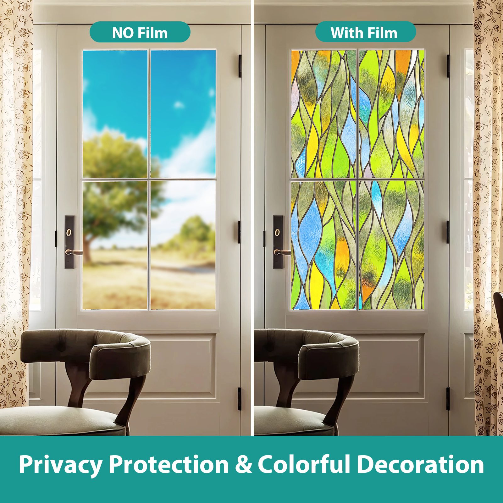 3D Stained Glass Decorative Window Film-Sunny Waves