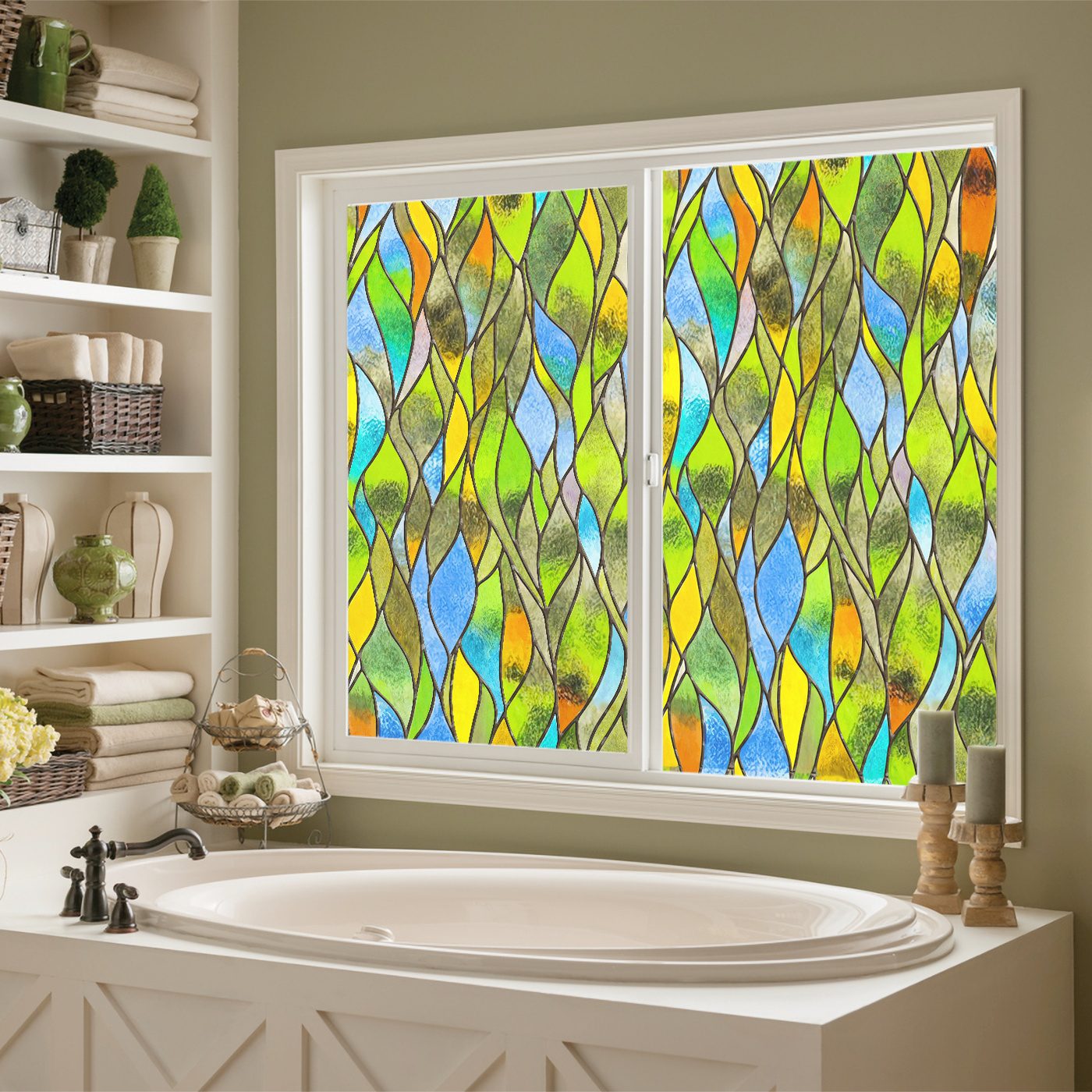 3D Stained Glass Decorative Window Film-Sunny Waves