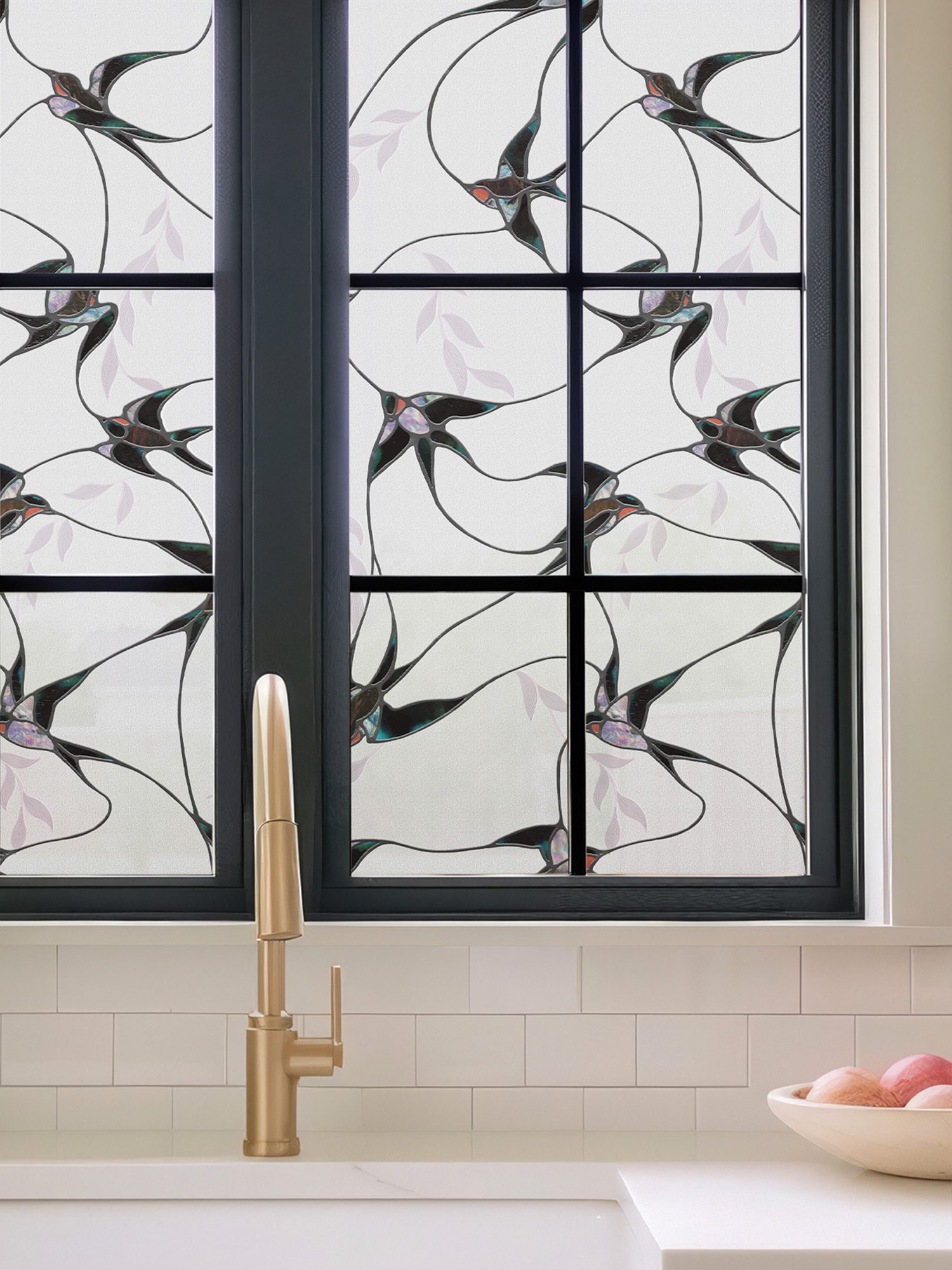 3D Stained Glass Decorative Window Film-Swallow