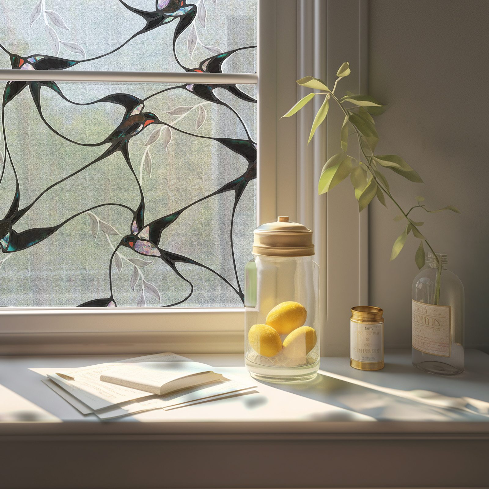 3D Stained Glass Decorative Window Film-Swallow