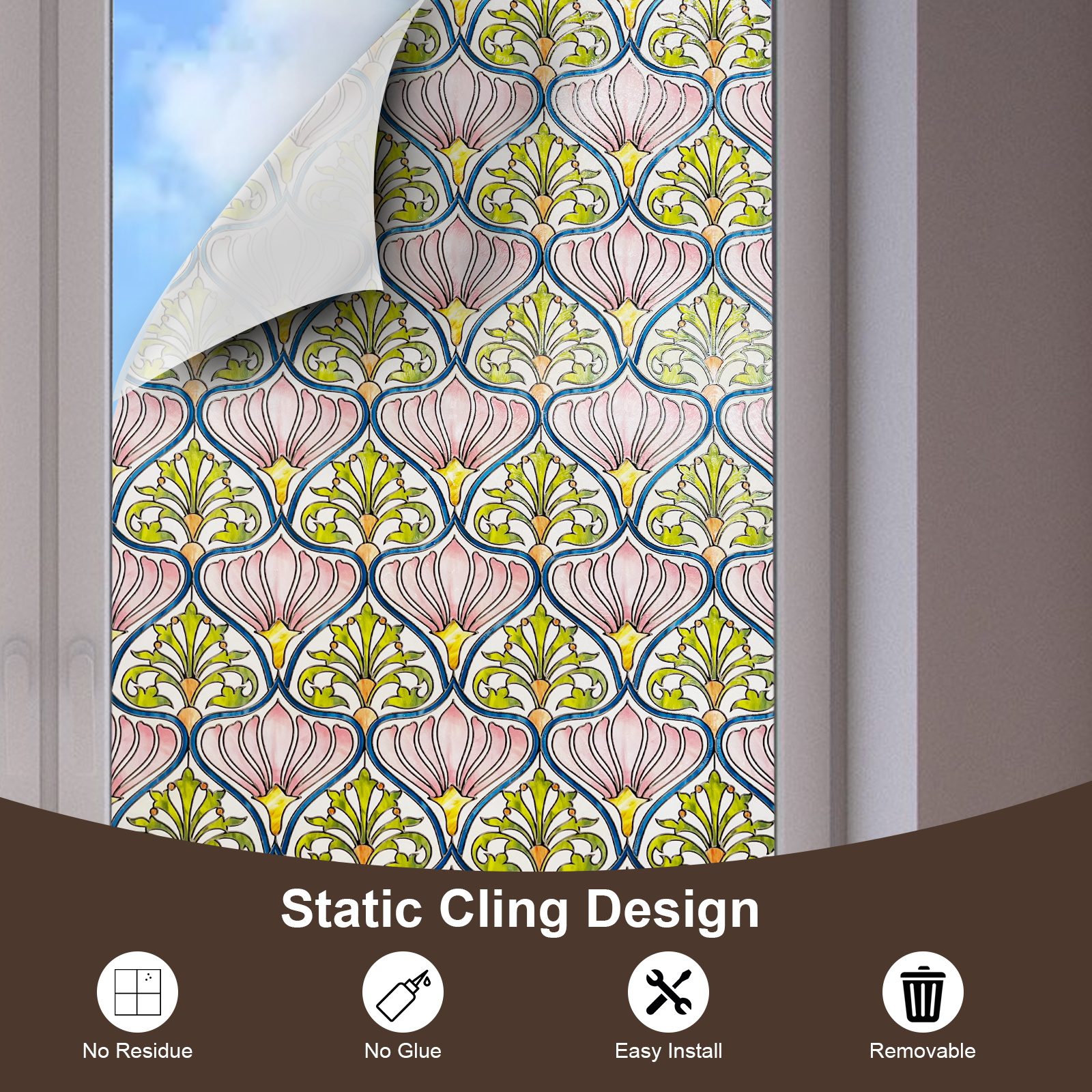 3D Decorative Stained Glass Window Film --Daisy