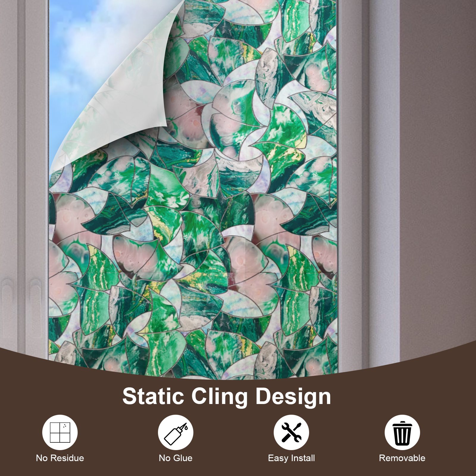 Privacy 3D Stained Glass Decorative Window Film --whispering Dreams