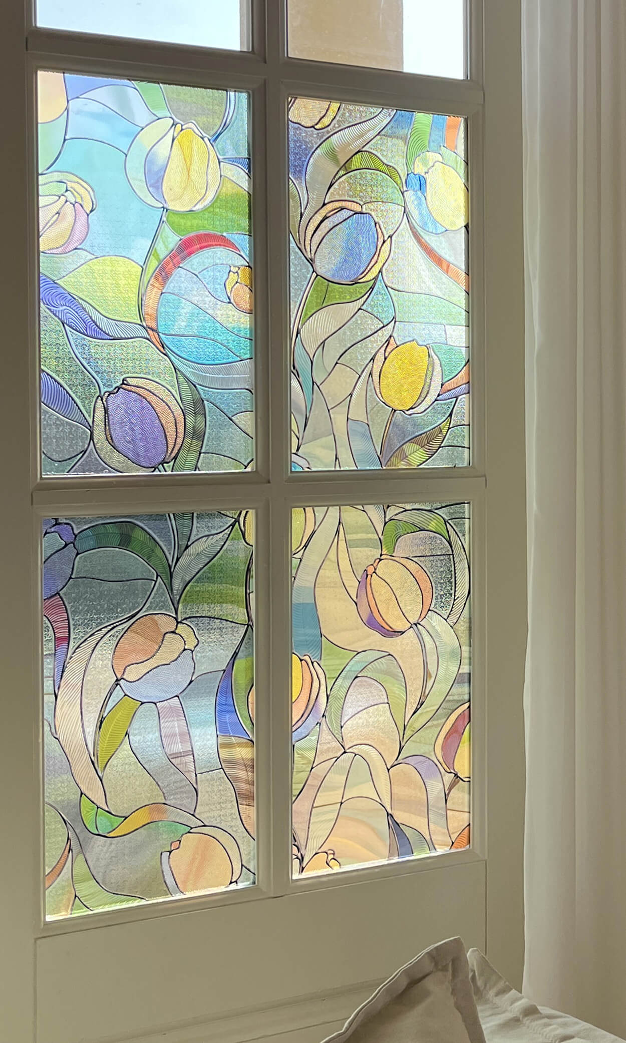 3D Decorative Stained Glass Window Film-Tulips