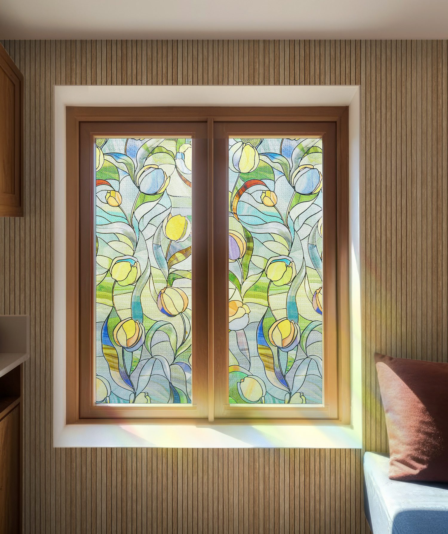 3D Decorative Stained Glass Window Film-Tulips