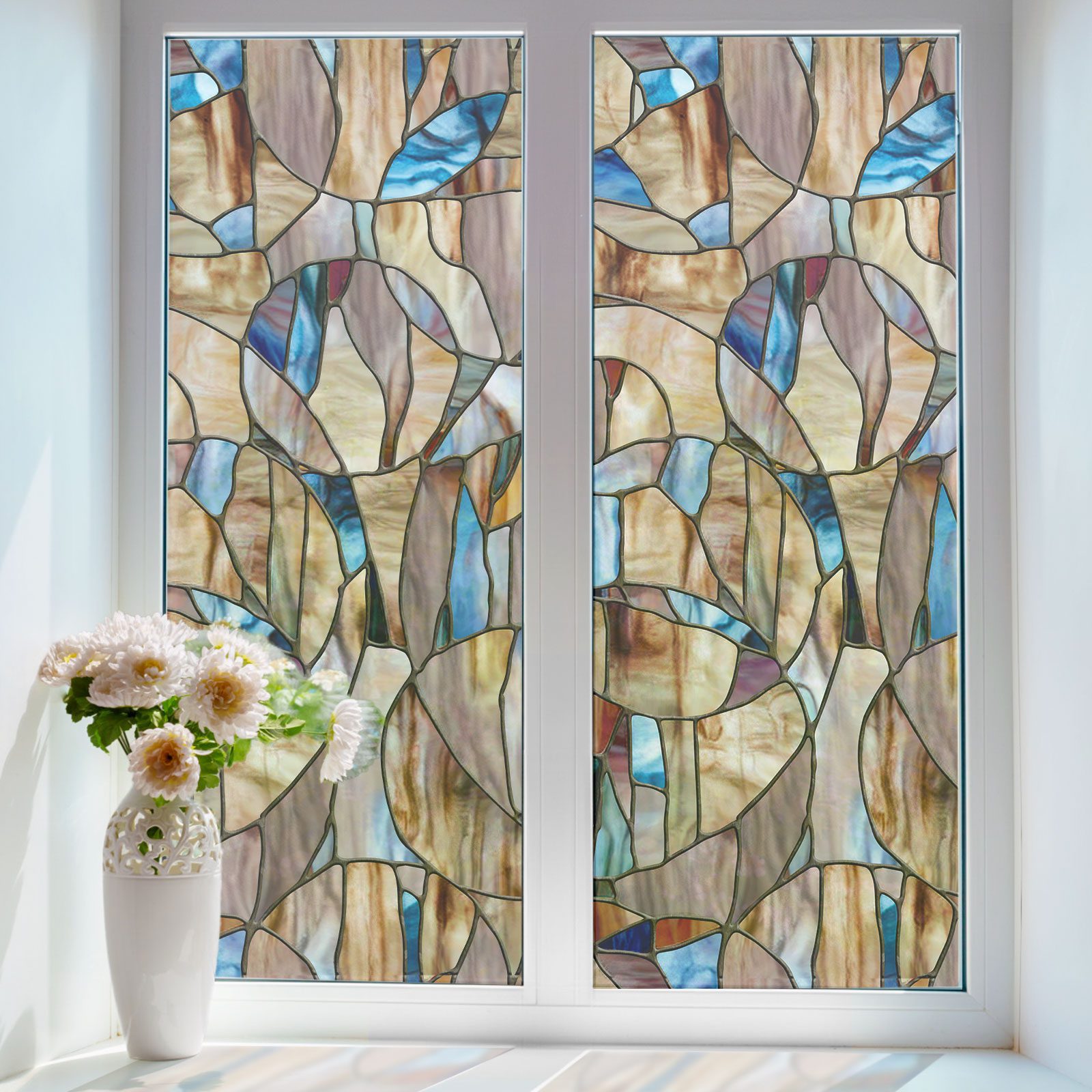 3D Stained Glass Pricacy Window Cling Film --Spiral