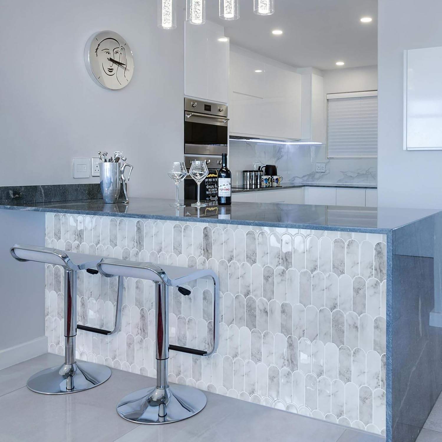 3DLightGrey Marble Peel and Stick Backsplash Tile