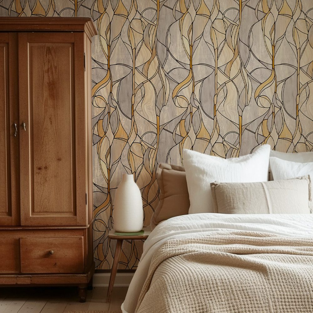 Brown Straw Yellow Peel and Stick Wallpaper