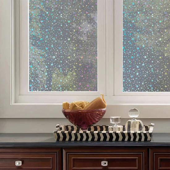 Self-Adhesive Rainbow Window FilmTwinkle Star Silve