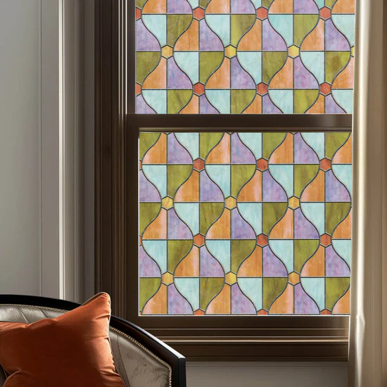 Privacy Stained Glass Decorative Window Film --Sacered Geometry