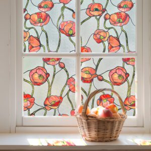 Corn Poppy Stained Glass Window Film